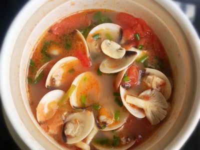 番茄什菌蛤蜊汤
