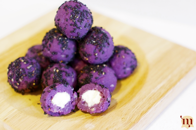 免烤版紫薯芝麻奶球