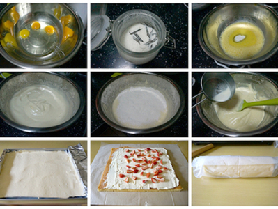 草莓奶油蛋糕卷的做法和步骤(图0)