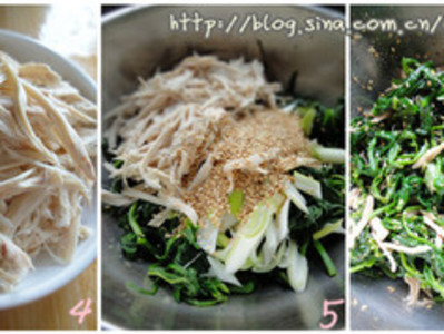 养生凉拌菜--鸡丝菠菜的做法和步骤(图3)