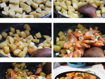干锅土豆虾的做法和步骤(图3)