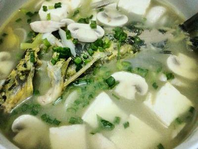 黄骨鱼豆腐口蘑汤
