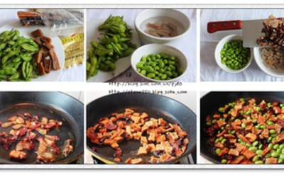 毛豆腊肉炒豆干的做法和步骤第2张图