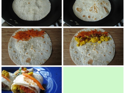 鸡蛋胡萝卜豆豉卷饼的做法和步骤(图2)